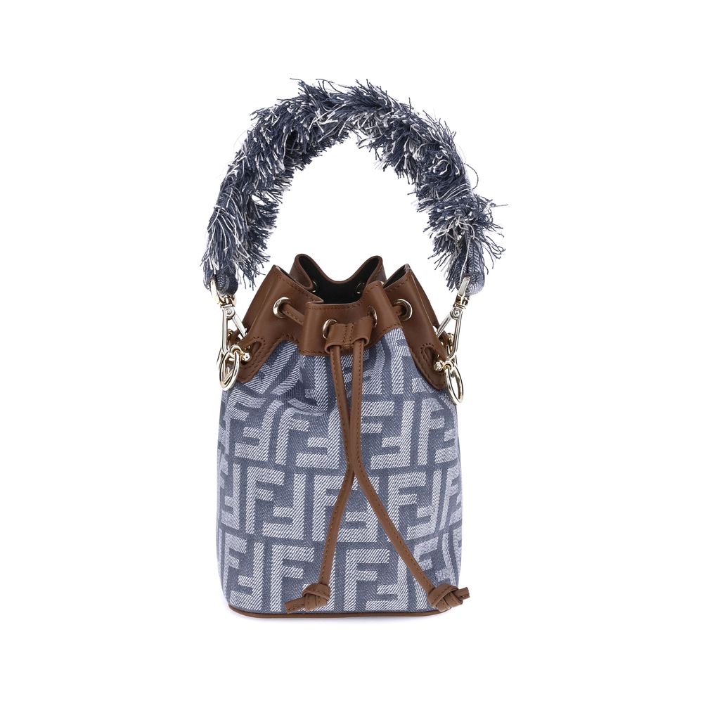 Fendi Himmelblaue Baumwoll-Umhängetasche
